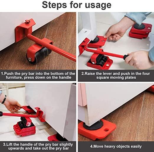 Furniture Lifter Mover Tool Set | Heavy Duty Furniture Shifting Moving Tool with Wheel Pads - More Shoppe